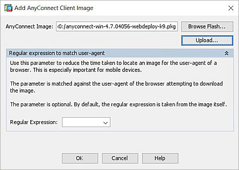 Screenshot of the Add AnyConnect Client Image